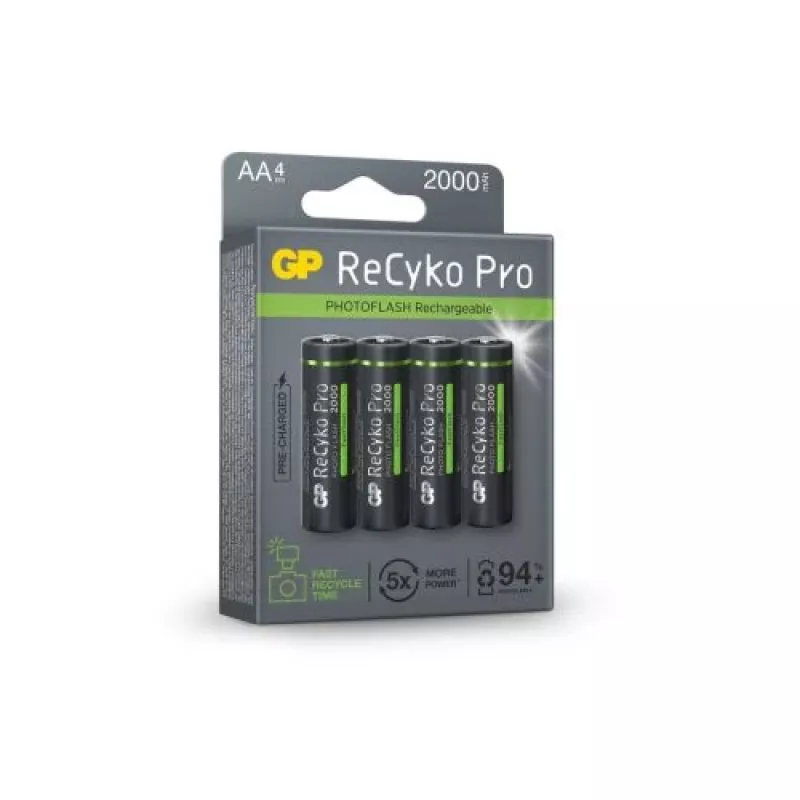 GP-paristo (AA) ladattava ReCyko+ Pro Fast Flash, NiMH, 4 kpl blister, 2000 mAh
