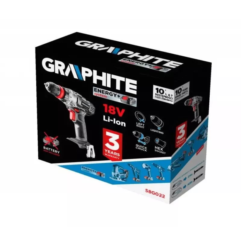 GRAPHITE 58G022 Energy+ 18V akkuruuvinväännin 1250 kierr./min