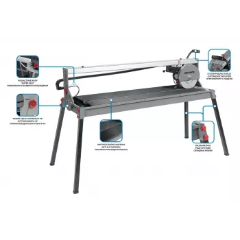 Graphite 59G892 sähköinen laattaleikkuri 1500W, 250 mm terä, 1200 mm leikkauspituus, pöytä 1230x460 mm