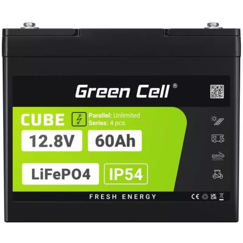 Green Cell LFPGC12V60AH UPS-akku litium-rautafosfaatti (LiFePO4) 12,8 V 60 Ah