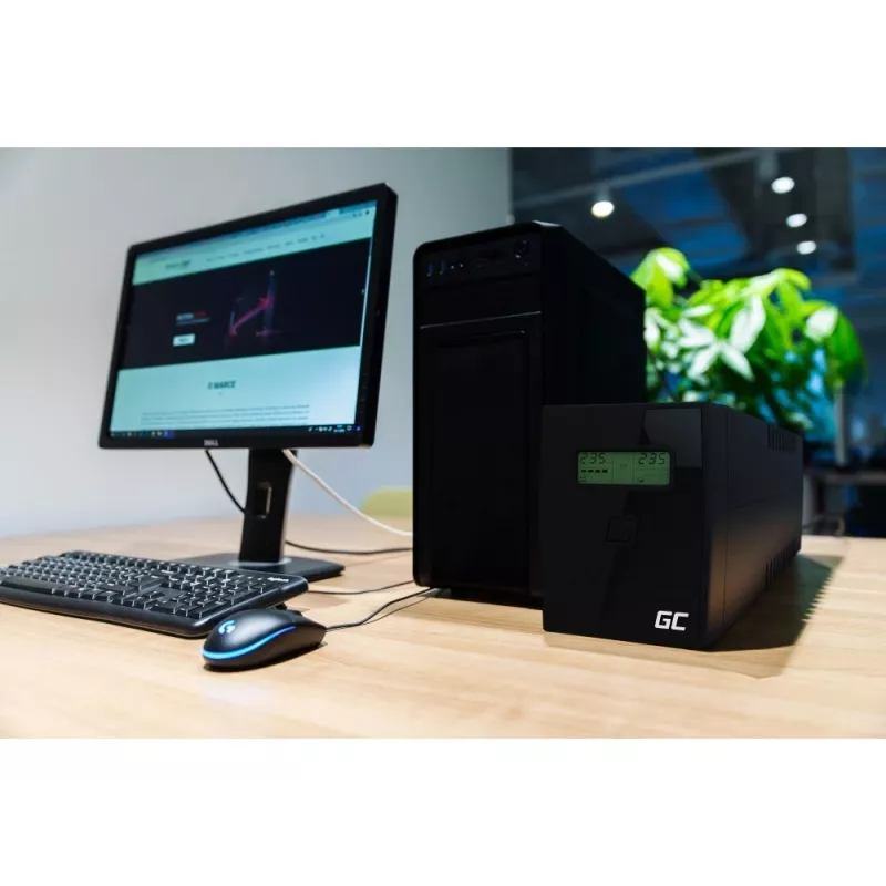 Green Cell Power Proof UPS 600VA / 360W line-interactive torni (2x Schuko, USB, AVR)