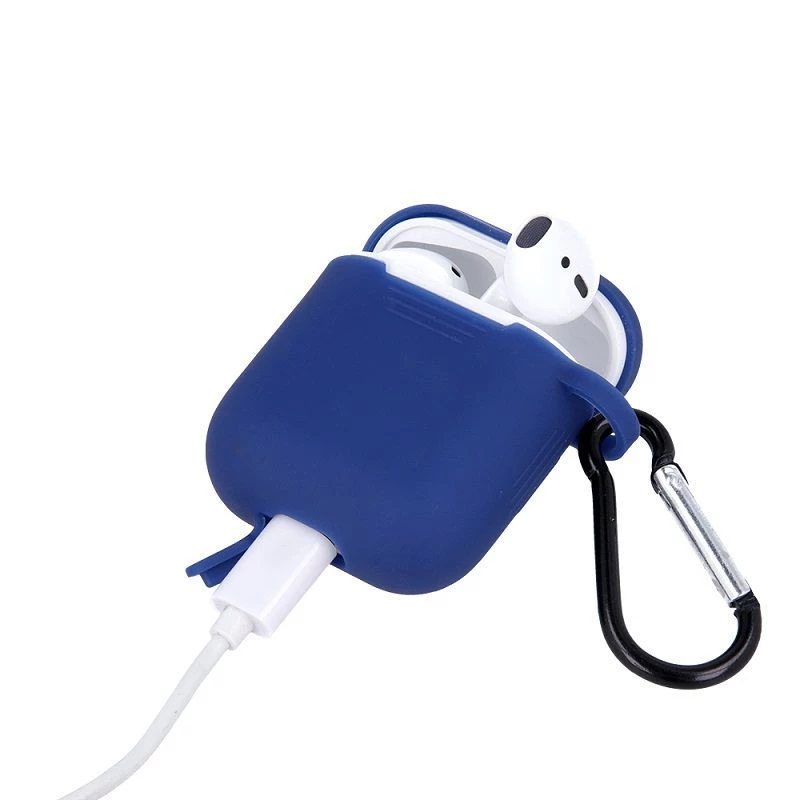 GreenGo Apple AirPods silikonikuori koukulla tummansininen
