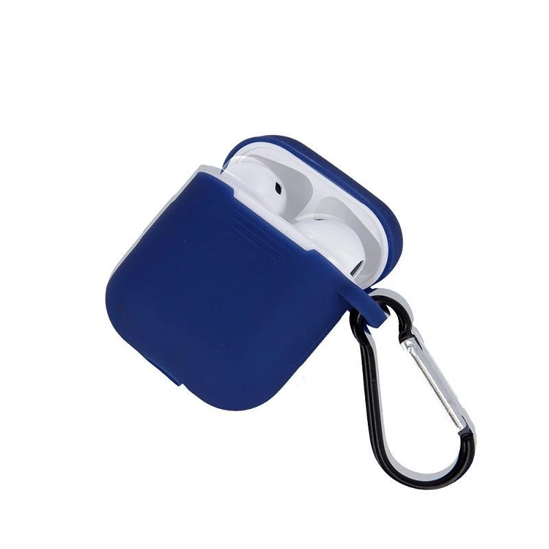 GreenGo Apple AirPods silikonikuori koukulla tummansininen