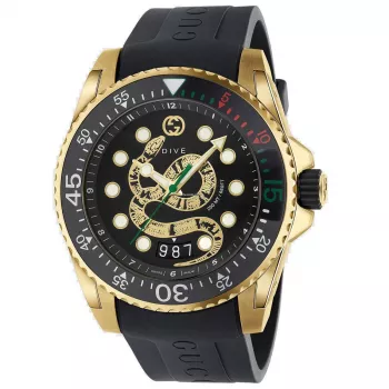 Gucci Dive miesten kello YA136219 45 mm musta kumi