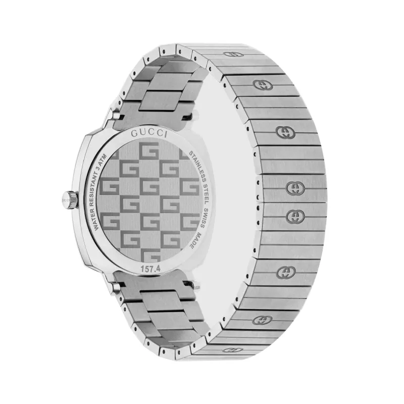GUCCI Grip unisex kvartsikello 35mm ruostumaton teräs hopea kellotaulu YA157410