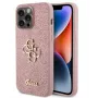 GUESS Apple iPhone 15 Pro Max Fixed Glitter 4G Metal Logo kotelo pinkki