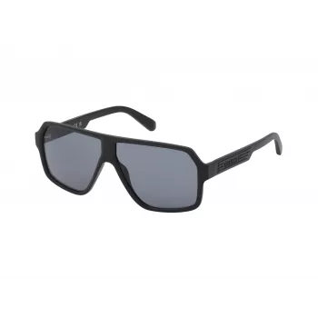 GUESS GF00047-6102A miesten suorakaiteen muotoiset aurinkolasit - kiiltävä musta kehys, savulinssit, 61 mm