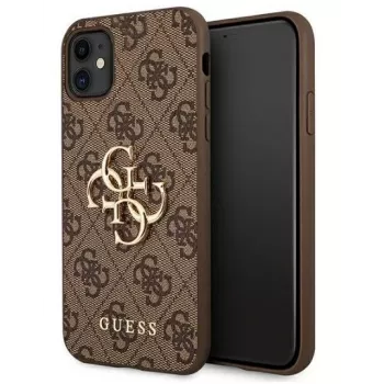 GUESS iPhone 11 / XR kova kuori 4G Big Metal Logo ruskea