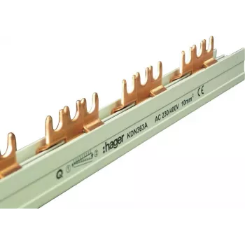 Hager KDN363A 3-napainen vaihekisko, haaraliitäntä, 10 mm², 63 A, 12 moduulia
