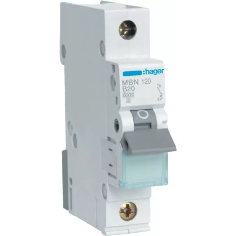 Hager MBN120 johdonsuojakatkaisija, 1-napainen, B20, 6 kA