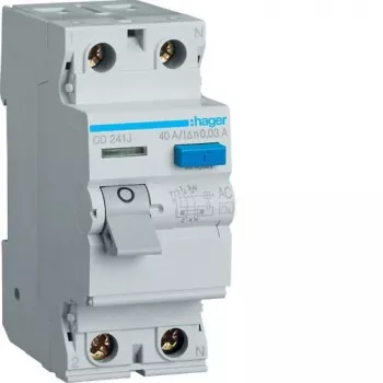 HAGER vikavirtasuojakytkin 2P 40A 30mA tyyppi AC CD241J