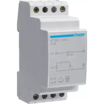 Hager ST303 ovikellomuuntaja 230V 8V/12V 8VA 2 moduulia