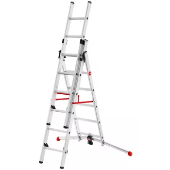 Hailo S100 ProfiLOT -yhdistelmätikkaat, alumiini, 2x6+1x5 askelmaa, 3-osainen, enintään 150 kg