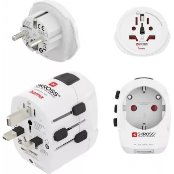 Hama World Travel Pro Light USB yleismatka-adapterisarja, 3-napainen, 2x USB, musta 00223464