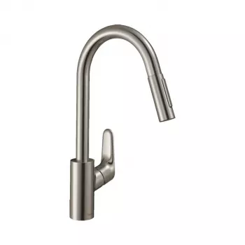Hansgrohe Focus M41 yksivipuinen keittiöhana ulosvedettävällä suihkulla, kromi