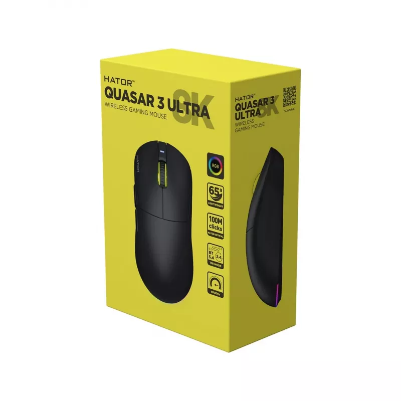 Hator Quasar 3 Ultra 8K langaton pelihiiri musta