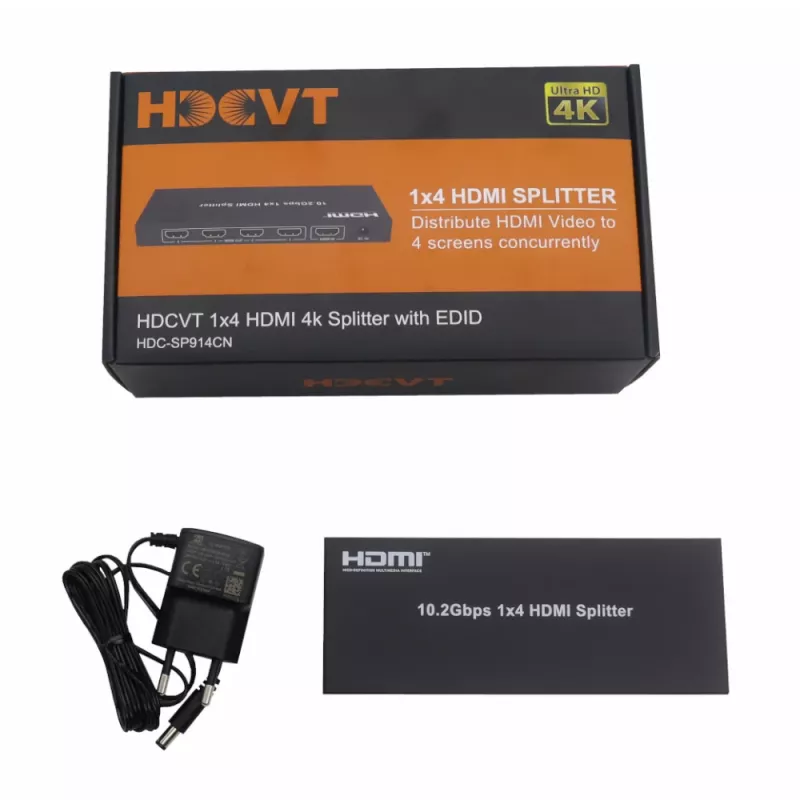 HDCVT HDC-SP914CN 1x4 HDMI 1.4 -jakaja 4K EDID-hallinnalla