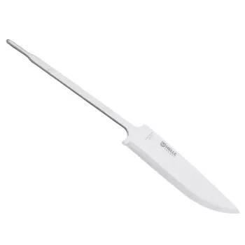 Helle #1075 kolminkertaisesti hiottu ruostumattoman teräksen teräaihio, 100 mm, Scandi-hionta, Drop Point, kiillotettu