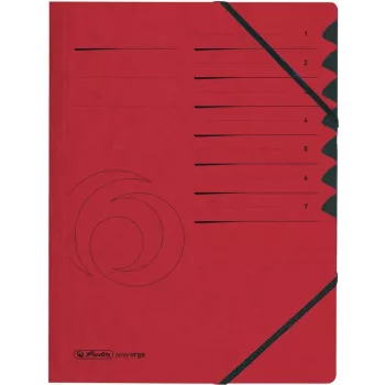 HERLITZ easyorga A4 7-lokeroinen järjestelykansio, punainen Colorspan-kartonki, musta Manila-sisävuori 10843068