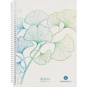 Herlitz GREENline Ginkgo -kierrelehtiö A5, 70 arkkia, ruutupaperi 50033508