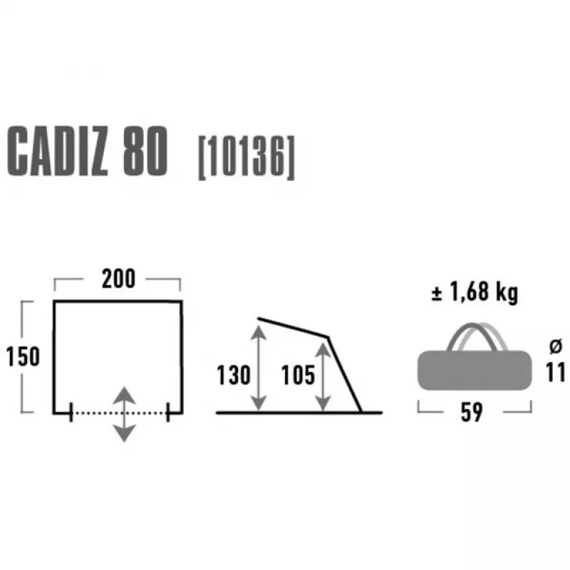 High Peak Strandmuschel Cadiz 80 -rantateltta (harmaa)