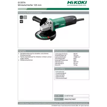 Hikoki G13STA kulmahiomakone 1,8 kg