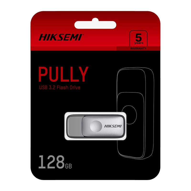 HIKSEMI Pully 128GB USB 3.2 Gen 1 flash-asema, sisäänvedettävä ilman kantta, musta