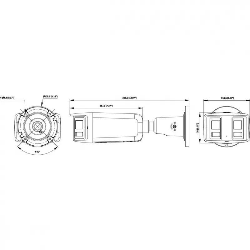 Hikvision DS-2CD2T167G3P-LIS2UY/SL (180°) 16MP panorama IP-kamera - ColorVu AcuSense