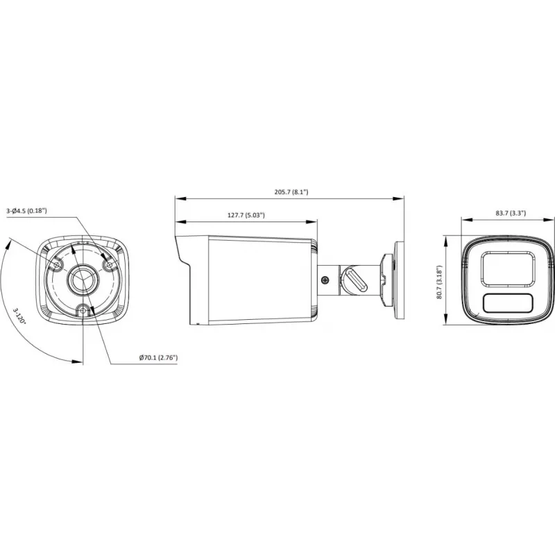 Hikvision DS-2CE12UF3T-LS 3K ColorVu 4-in-1 mini bullet-kamera 2.8mm objektiivilla, 40m lämmin valo, IP67