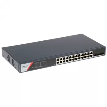 Hikvision DS-3E1528-SI-24T4F Layer 2 -hallittava PoE-kytkin, 24 PoE-porttia, 4 SFP-uplinkia, 370W PoE-budjetti