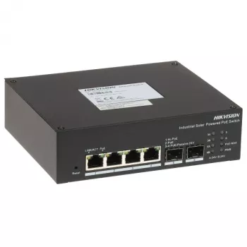 Hikvision DS-3T1506HP-EI-UPS LinkVu älykäs hallittava teollisuus aurinko-PoE-kytkin, 6-porttinen, 4x PoE++ 90W, 110W budjetti, integroitu UPS