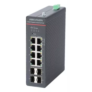 Hikvision DS-3T1512HP-SI-8P4FKIT(240W) LinkVu Layer 2 Managed PoE -kytkin, 12 porttia, 8 PoE+ 90W, 240W budjetti
