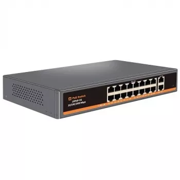 HISMART PoE-kytkin 100 Mbps 16 porttia + 2G uplink