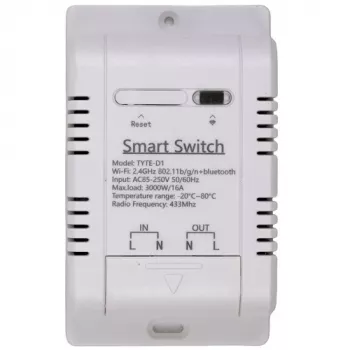 HISMART TUYA Smart 1-kanavainen kytkin ulkoisella lämpötila-anturilla, Wi-Fi & RF, 16A, AC 85-250V