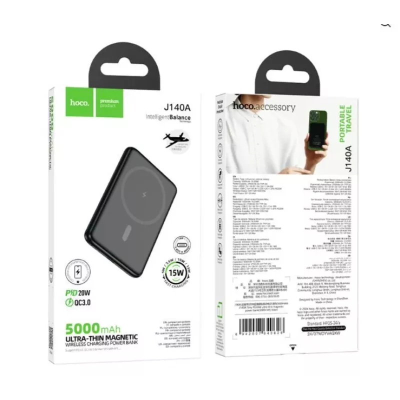 Hoco J140A Tony PD20W ultrahohut magneettinen varavirtalähde (5000mAh) musta