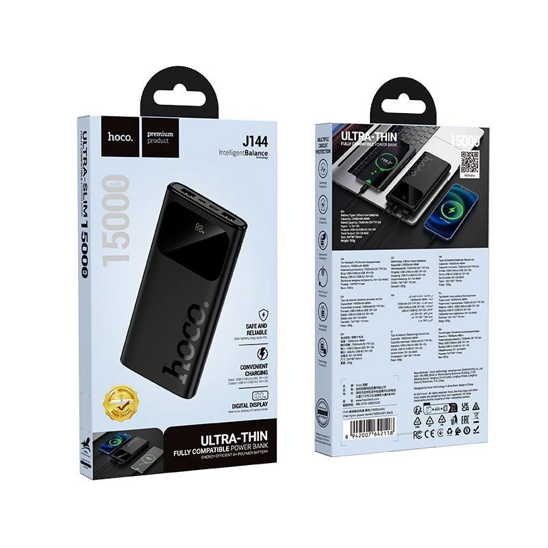 Hoco J144 Hymn varavirtalähde 15000mAh musta