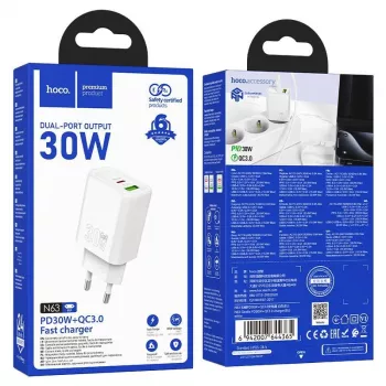 Hoco N63 Gentle PD30W+QC3.0 laturi (EU) valkoinen