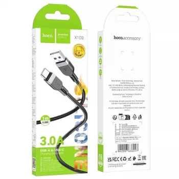 Hoco X109 Energy silikoninen lataus- ja datakaapeli USB-A - USB-C 1 m musta