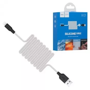 Hoco X21 silikoninen iPhone-latauskaapeli musta valkoinen