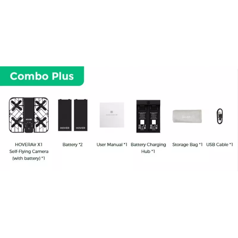 HoverAir X1 -drooni - Combo Plus Retail - musta