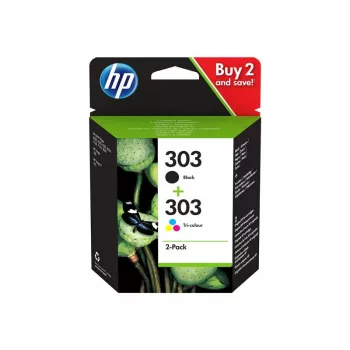 HP 303 musta/kolmivärinen alkuperäinen värikasetti 2 kpl:n pakkaus
