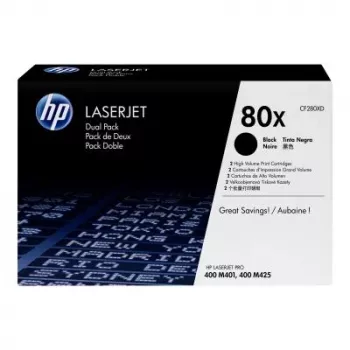 HP 80X High Yield musta värikasetti 2 kpl:n pakkaus (CF280XD) - alkuperäinen HP