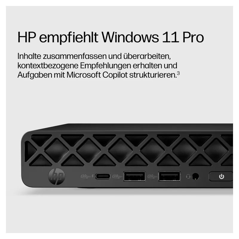 HP EliteDesk 8 Mini G2a Mini-PC, AMD Ryzen AI 5 435, 16GB RAM, 512GB SSD, Windows 11 Pro, musta