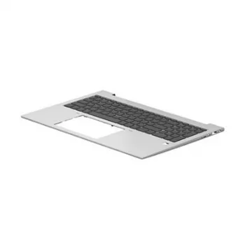 HP ProBook 450/455 G8/G9 yläkansi kokoonpano belgialaisella näppäimistöllä, taustavalaistu, hopeinen rannetuki, erillinen näytönohjain