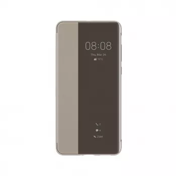 Huawei P40 Smart View Flip Cover -kotelo khaki
