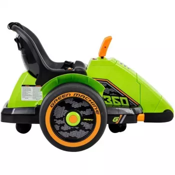 Huffy Green Machine 360 sähköajoneuvo lapsille - 6V, 360° drift, vihreä/musta, ikä 3-7