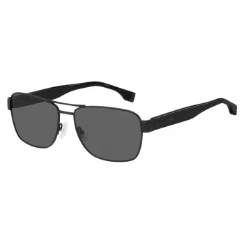 HUGO BOSS BLACK BOSS1441S807 miesten suorakaiteen muotoiset aurinkolasit - musta kehys harmaat linssit 60/16/150 mm