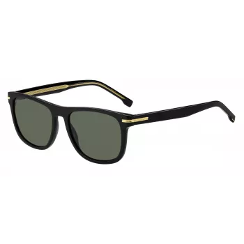 HUGO BOSS BLACK BOSS1626S807 miesten aurinkolasit, kulmikas, asetaatti, musta kehys, harmaat linssit, 55 mm