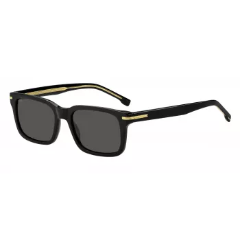 HUGO BOSS BLACK BOSS1628S807 suorakaiteen muotoiset aurinkolasit, musta kehys, harmaat linssit, 54/19/145 mm