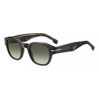 HUGO BOSS BLACK BOSS1717SKB7 miesten aurinkolasit - asetaattikehys, harmaat polykarbonaattilinssit, UV400-suoja